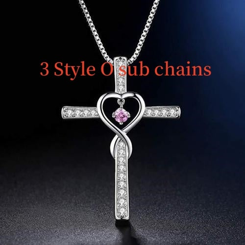Infinity Love God We Trust - Pendant Necklace Colour Gems Zircon Heart Necklace Women Jewelry | Christian Cross Necklace - Essential Loved