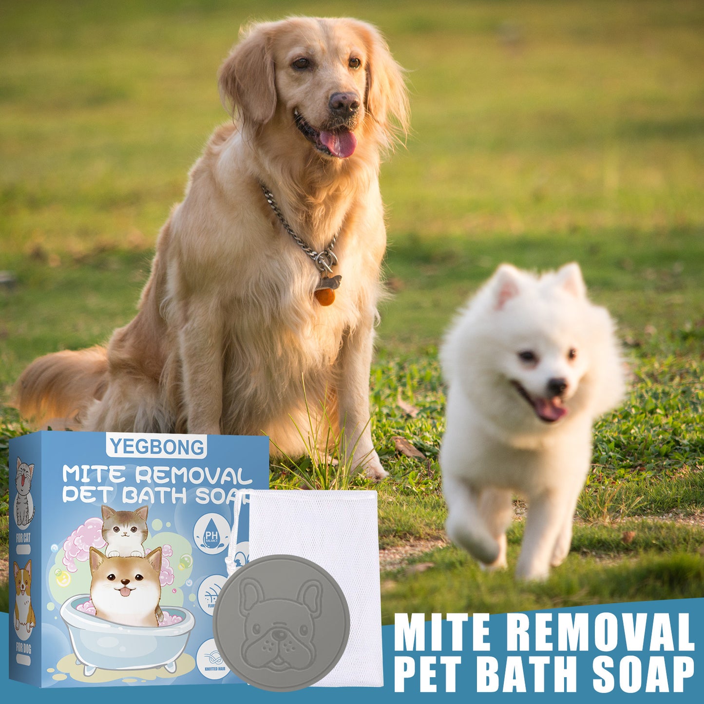 Pet Anti-Mite Bath Soap, Dog And Cat Antibacterial Body Deodorant, Clean Bath Products | Cat Bath Soap - Essential Loved