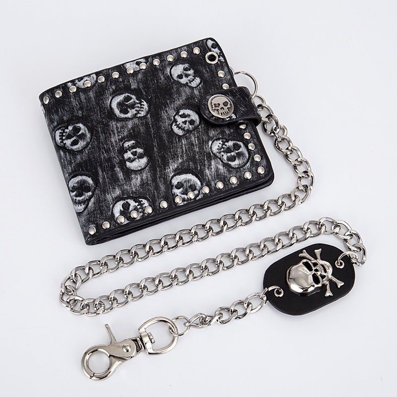 Skull Anti-theft Chain Clutch | Punk Rock Wallet - Essential Loved