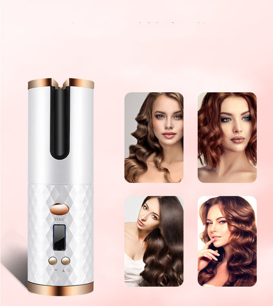 Portable USB Rechargeable Cordless Auto Hair Curler Curling Iron With LCD Display And Adjustable Temperature Hair Curler