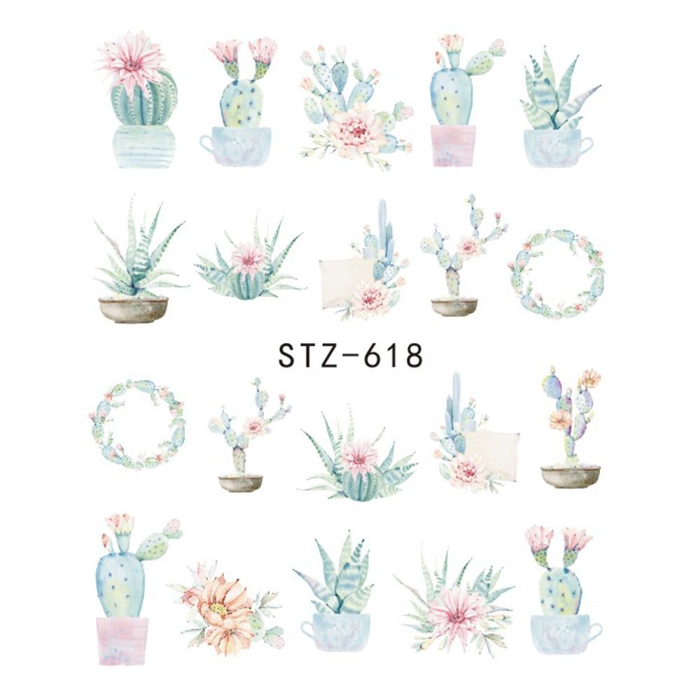 Nail sticker sheet with butterfly and flower water transfer decals for manicure decoration.