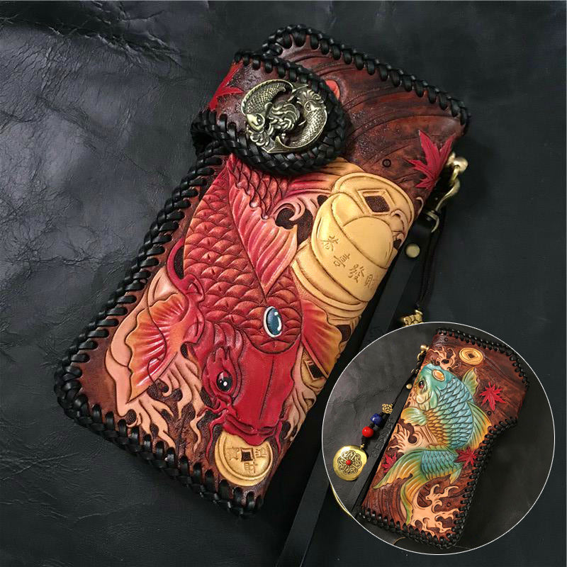 Men's Handcrafted Carved Leather Art Bag - Essential Loved