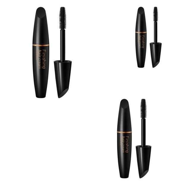 Small broken hair finishing sticks for frizzy hair control, non-greasy styling wax in mascara-like design.