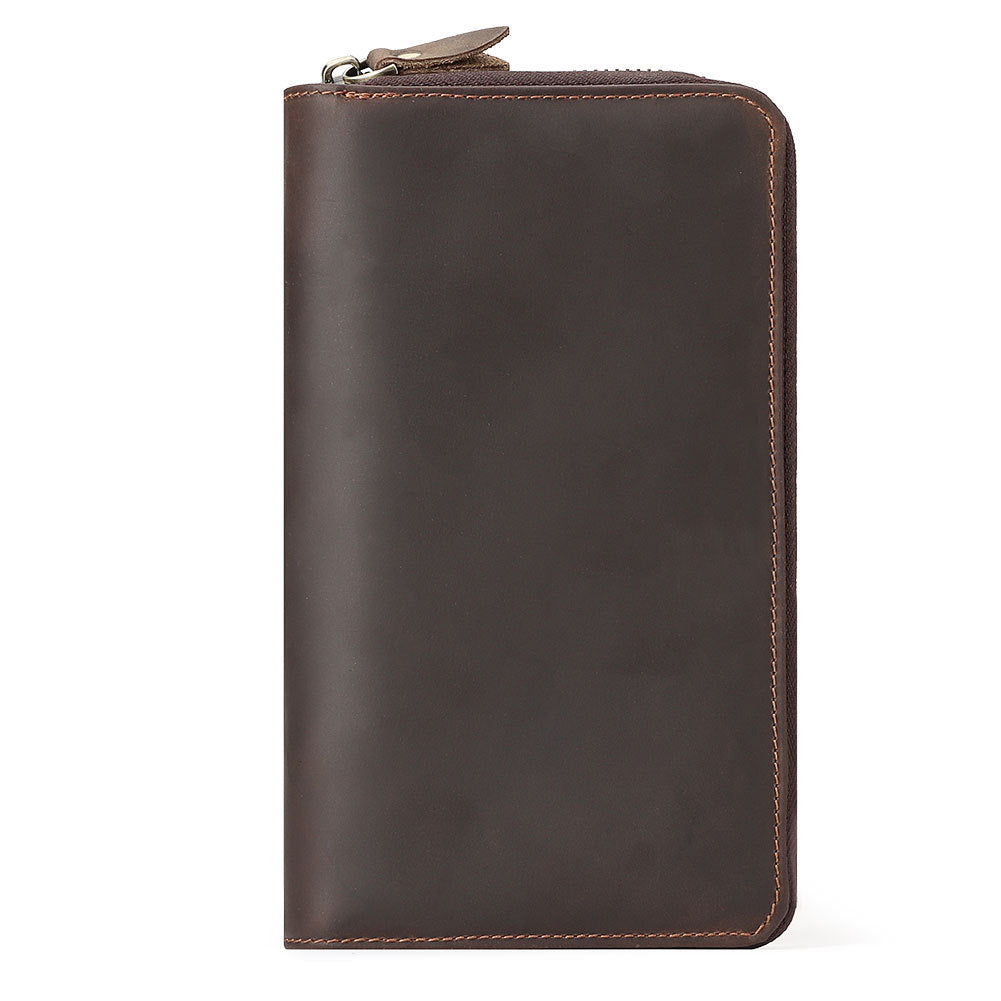 First Layer Cowhide Vintage Zipper Multiple Card Slots | Genuine Leather Wallet - Essential Loved