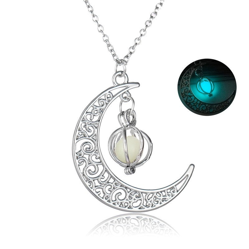 Fashion Moon Natural Glowing Stone - Gift Charm Luminous Pendant Necklace Jewelry | Healing Stone Necklace - Essential Loved