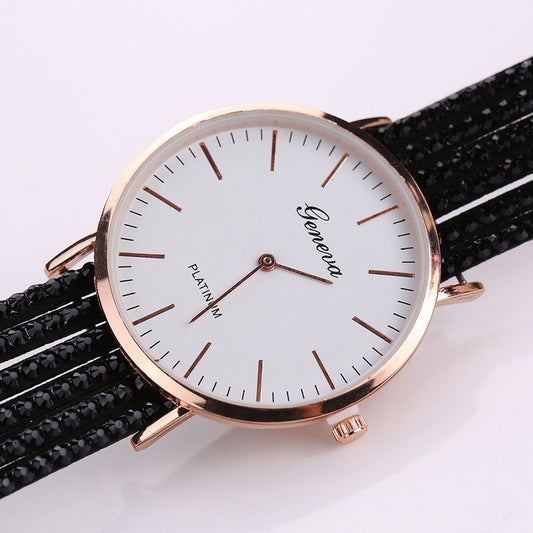 Fashion Geneva Flowers Watches Women Dress Elegant Quartz - Crystal Diamond Wrist Watch Gift Reloj Mujer | Ladies Bracelet Watch - Essential Loved