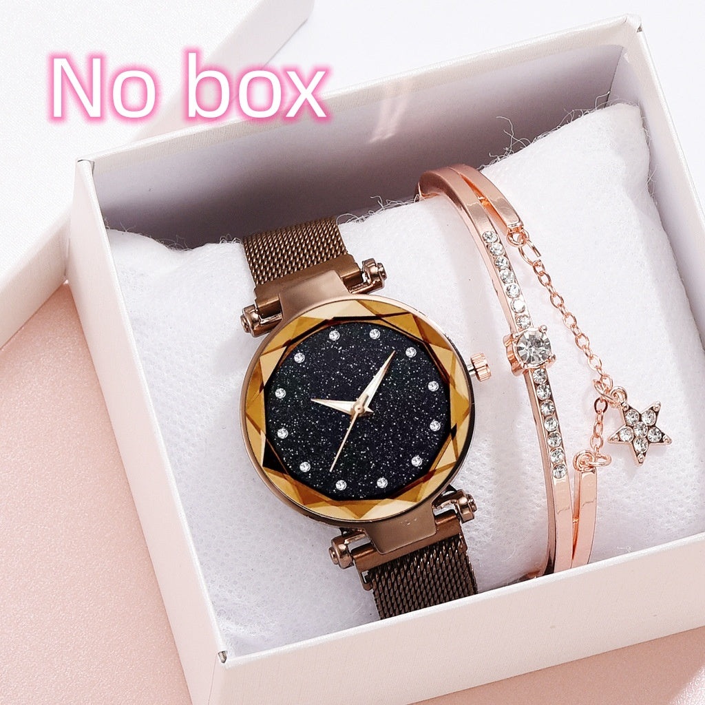 Elegant Magnet Buckle Ladies Starry Sky Watch Set Relogio | Bracelet Watches For Women - Essential Loved