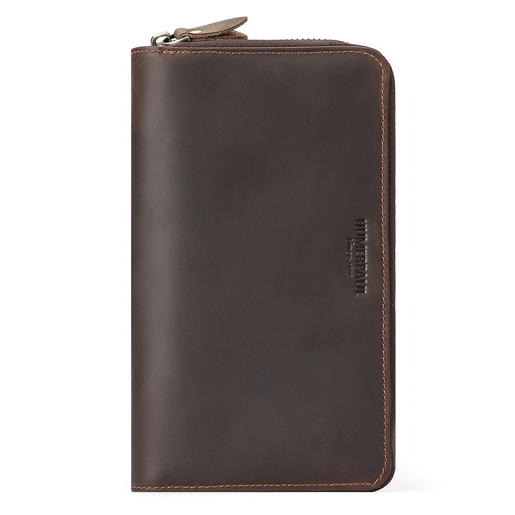First Layer Cowhide Vintage Zipper Multiple Card Slots | Genuine Leather Wallet - Essential Loved
