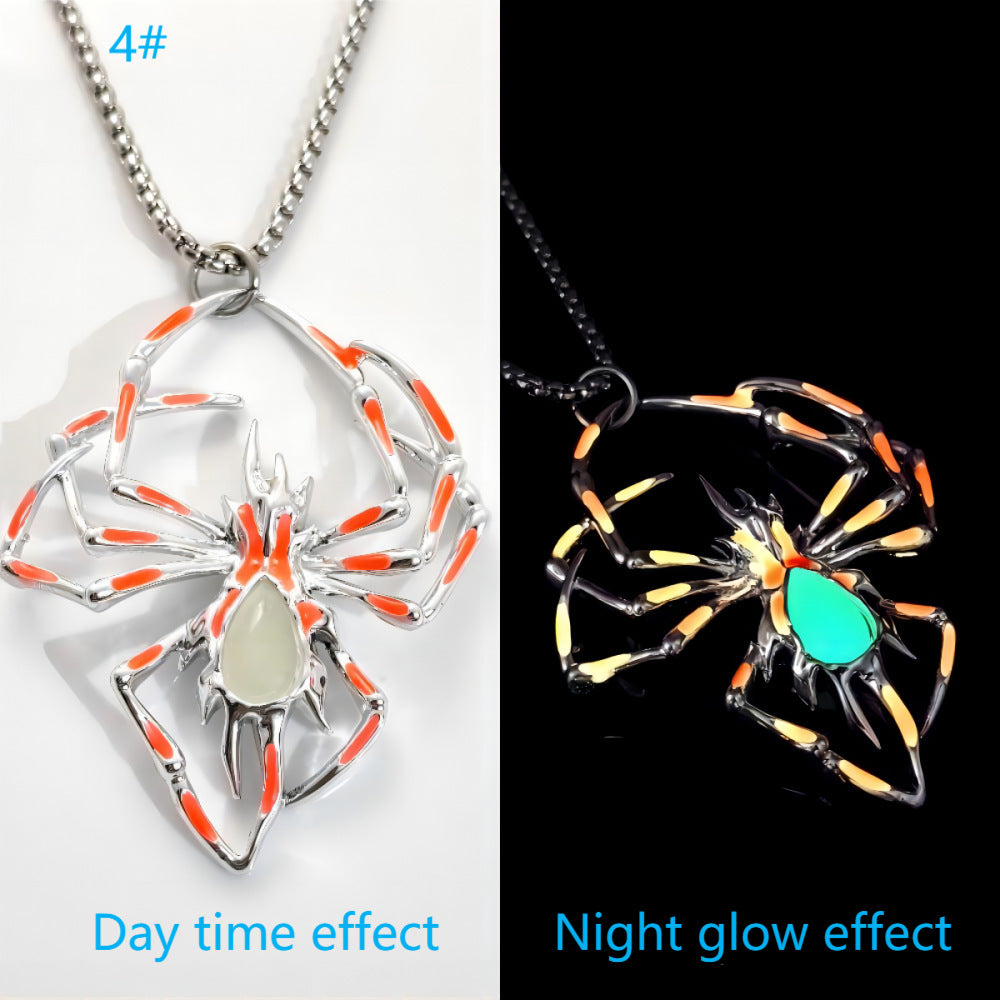 Halloween Creative Stereo Luminous Spider Necklace Jewerly Glowing Night Fluorescence Antique Vintage - For Men Women Gift Party Halloween Day Club | Glow In The Dark Necklace - Essential Loved