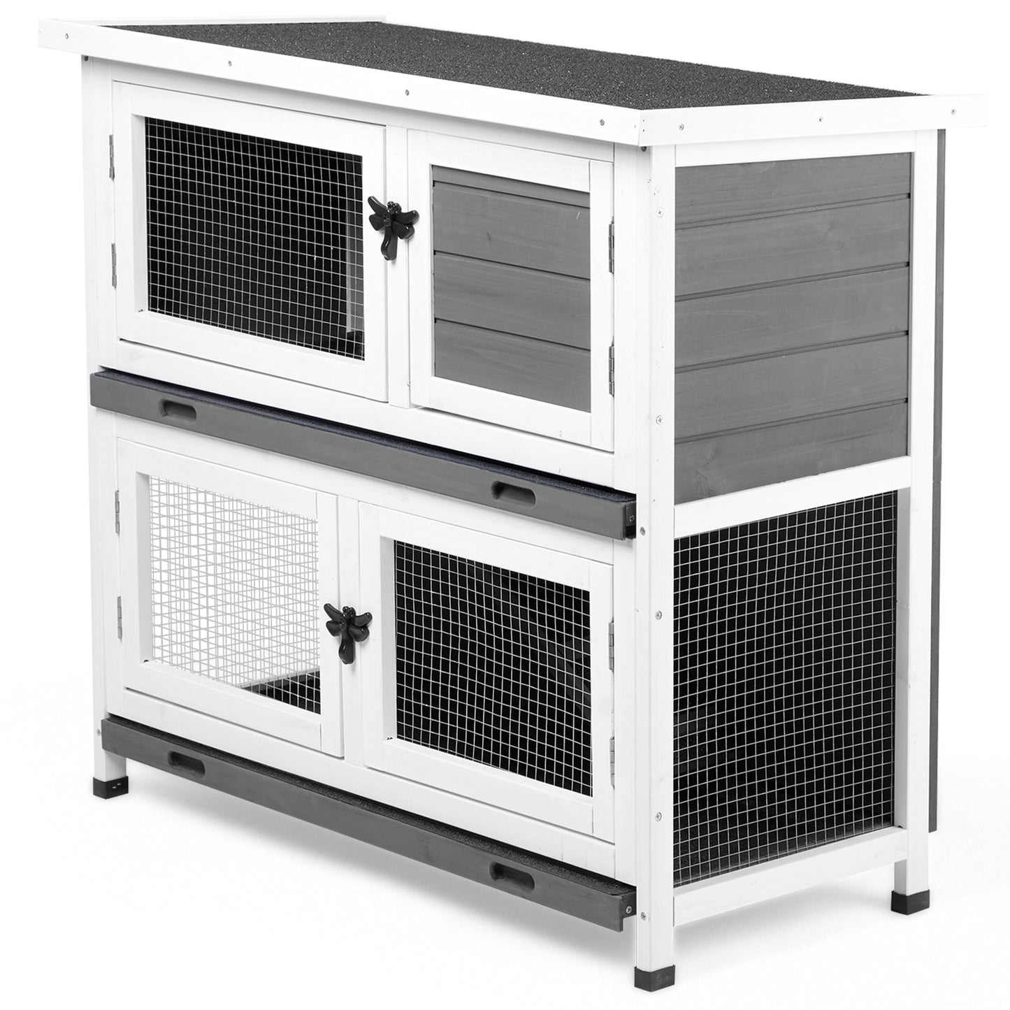 2-Floor Indoor And Outdoor Two Floors Removable Trays | Wood Rabbit Cage - Essential Loved