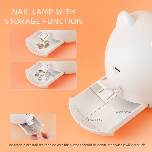 LED Nail Machine with storage function, quick-drying phototherapy lamp in white.
