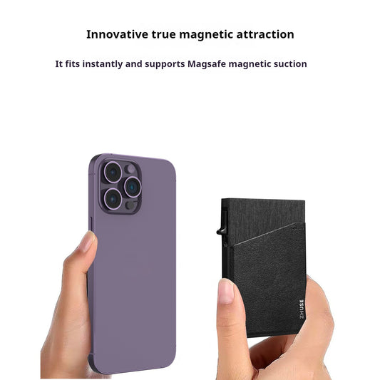 Aluminum Alloy Card Package - Anti-Theft Credit Card RFID Automatic Pop-up Leather | Magnetic Credit Card Holder - Essential Loved