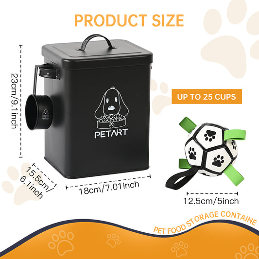 Dog Food Storage Container With Dog Ball Toy, Metal Pet Food Storage Containers,Cat Food Storage Container With Spoon & Cute Desiccant | Dog Food Storage Container - Essential Loved