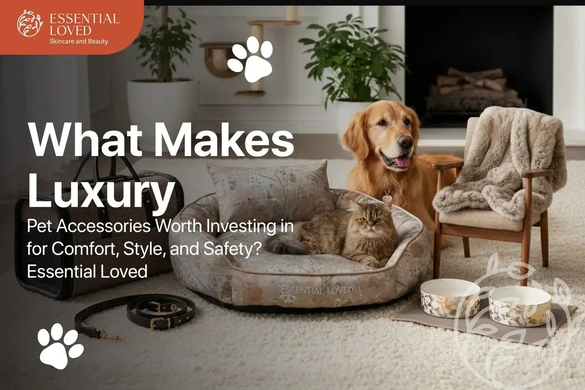Luxury pet accessories designed for comfort, style, and safety by Essential Loved