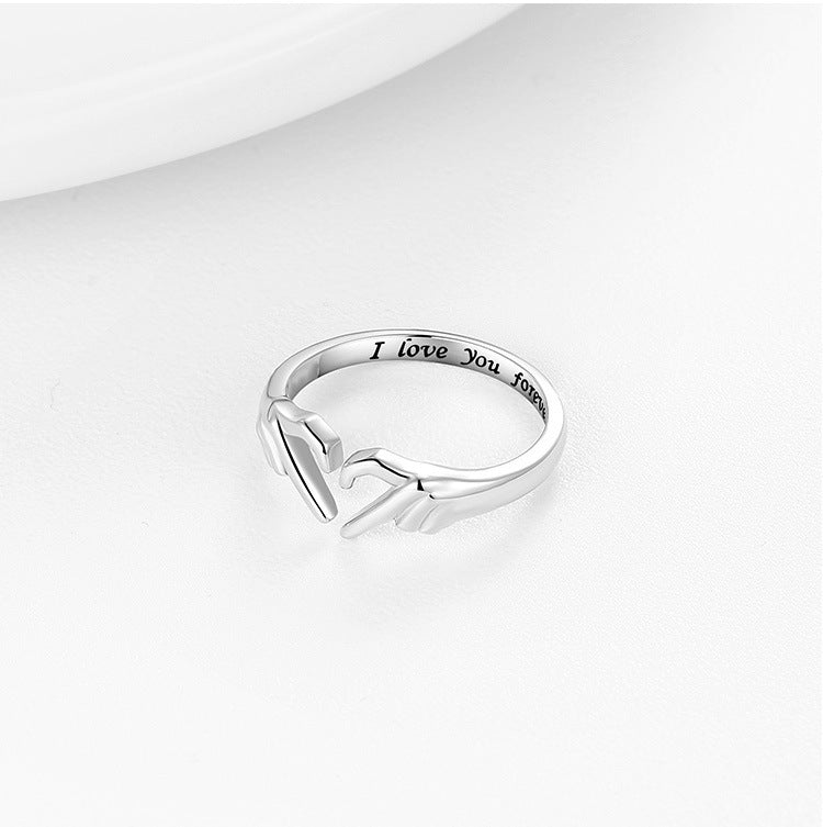 Romantic Fashion Ring For Women Couple Jewelry Silver Color Punk Gesture Wedding Men  Finger Accessories Gifts | Hand Hug Ring - Essential Loved