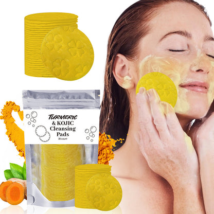 Compressed Facial Sponges Skin Care Tools For Face Clogged Pores Excess Oil Cleansing  | Turmeric Kojic Acid Exfoliating Cleansing Pads - Essential Loved