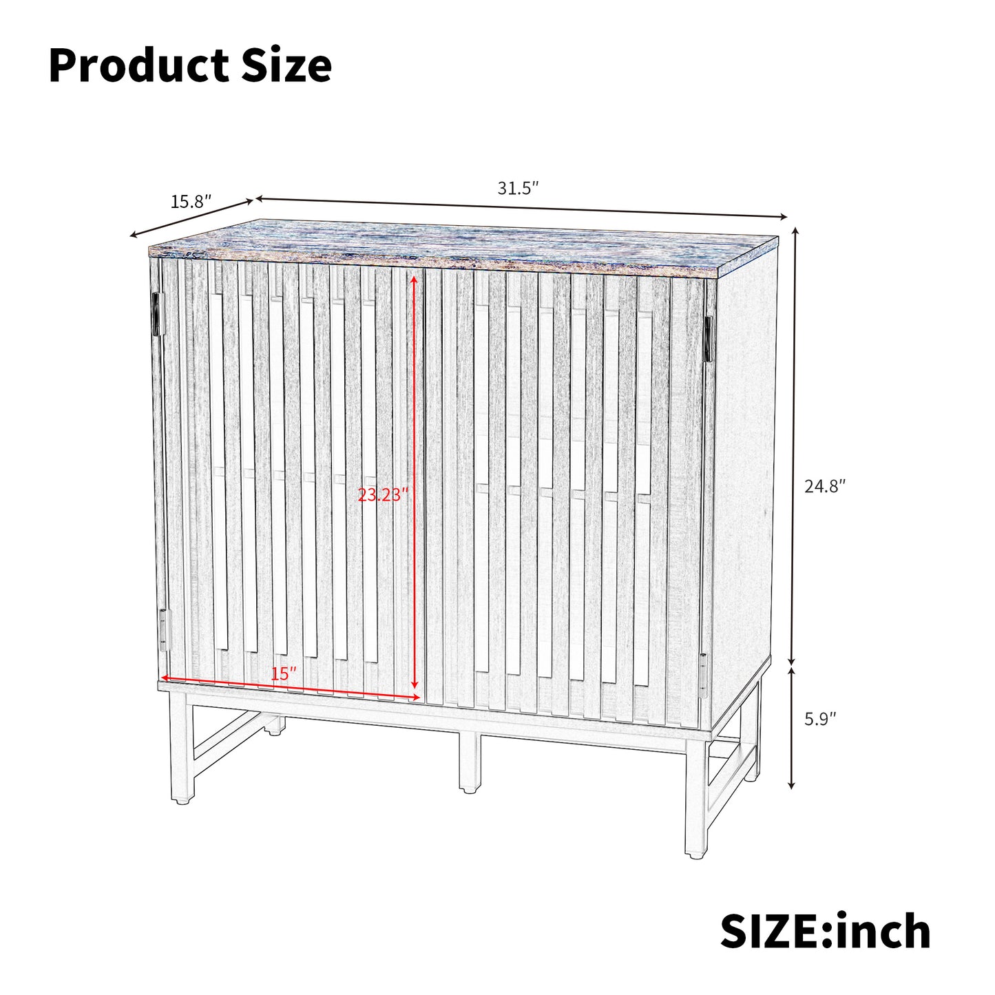 Cabinet With Flat Noodles Grating Stripe Door