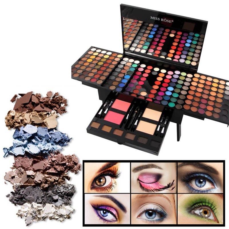 Piano-shaped makeup palette box with 180 colors eyeshadow and blush set.