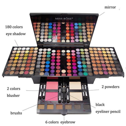 Piano-shaped makeup palette with 180 colors eyeshadow, blush, and powder.