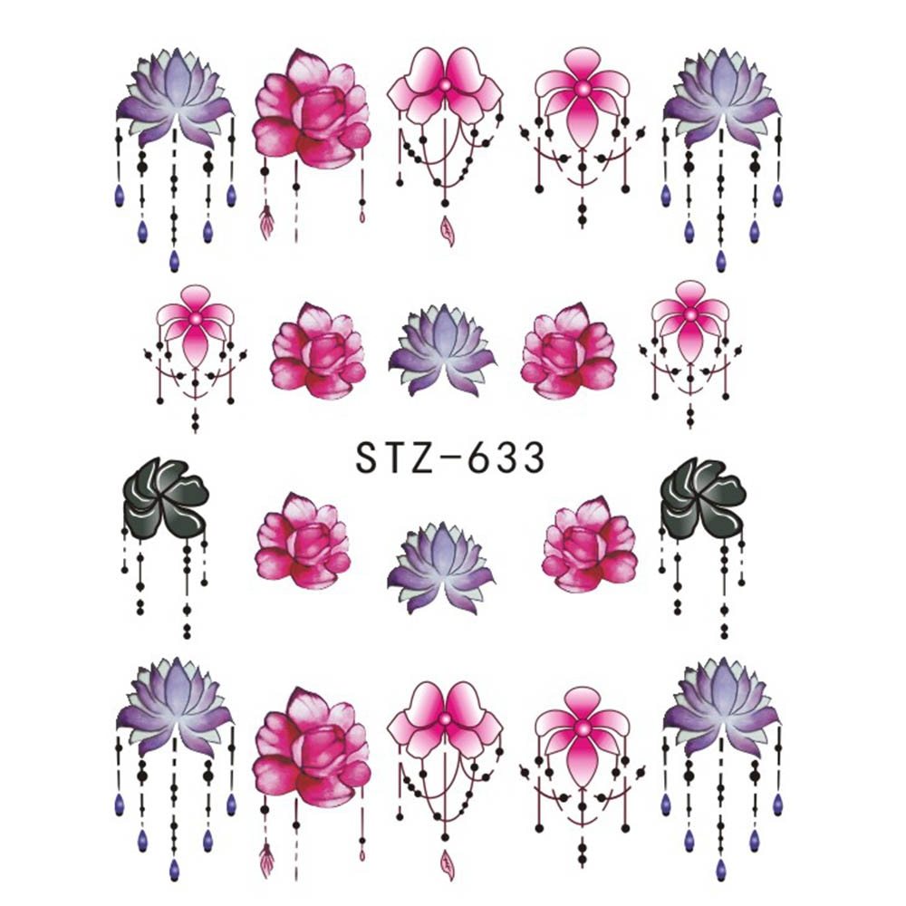 Butterfly and flower nail sticker water transfer decal for nail art decoration.