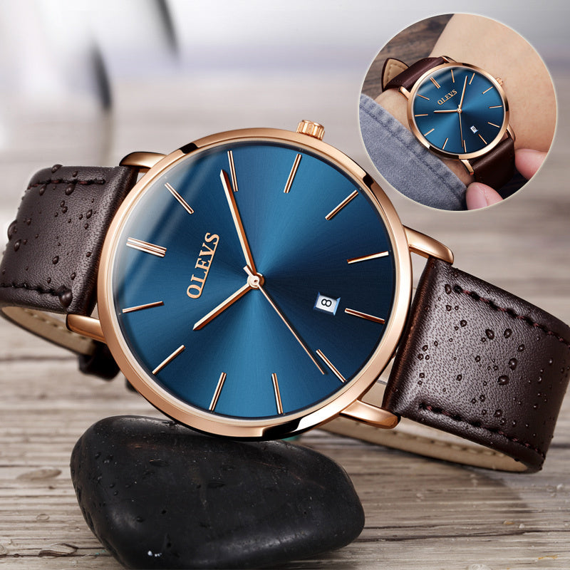 Fashion Casual Watch Leather Sport Waterproof Auto Date Quartz Wristwatch | Casual Watches For Men - Essential Loved