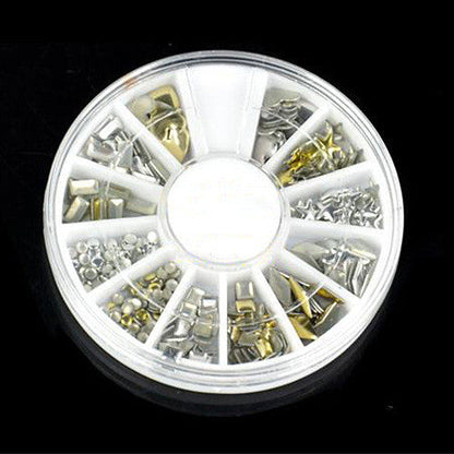 DIY decorative nail art stickers in gold and silver acrylic.