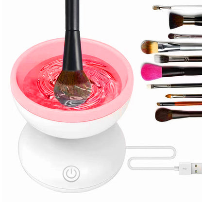 Portable USB Makeup Brush Cleaner Machine with brushes.