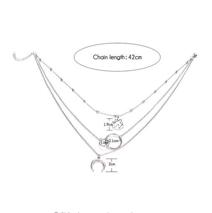 Fashionable multilayer boho moon map necklace with 42cm chain length.