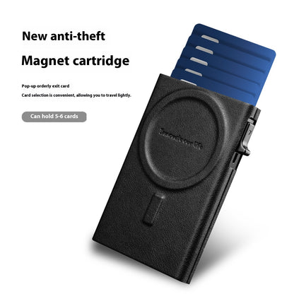 Aluminum Alloy Card Package - Anti-Theft Credit Card RFID Automatic Pop-up Leather | Magnetic Credit Card Holder - Essential Loved