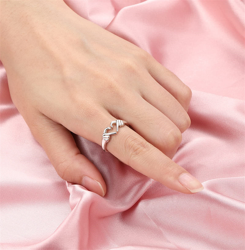 Romantic Fashion Ring For Women Couple Jewelry Silver Color Punk Gesture Wedding Men  Finger Accessories Gifts | Hand Hug Ring - Essential Loved