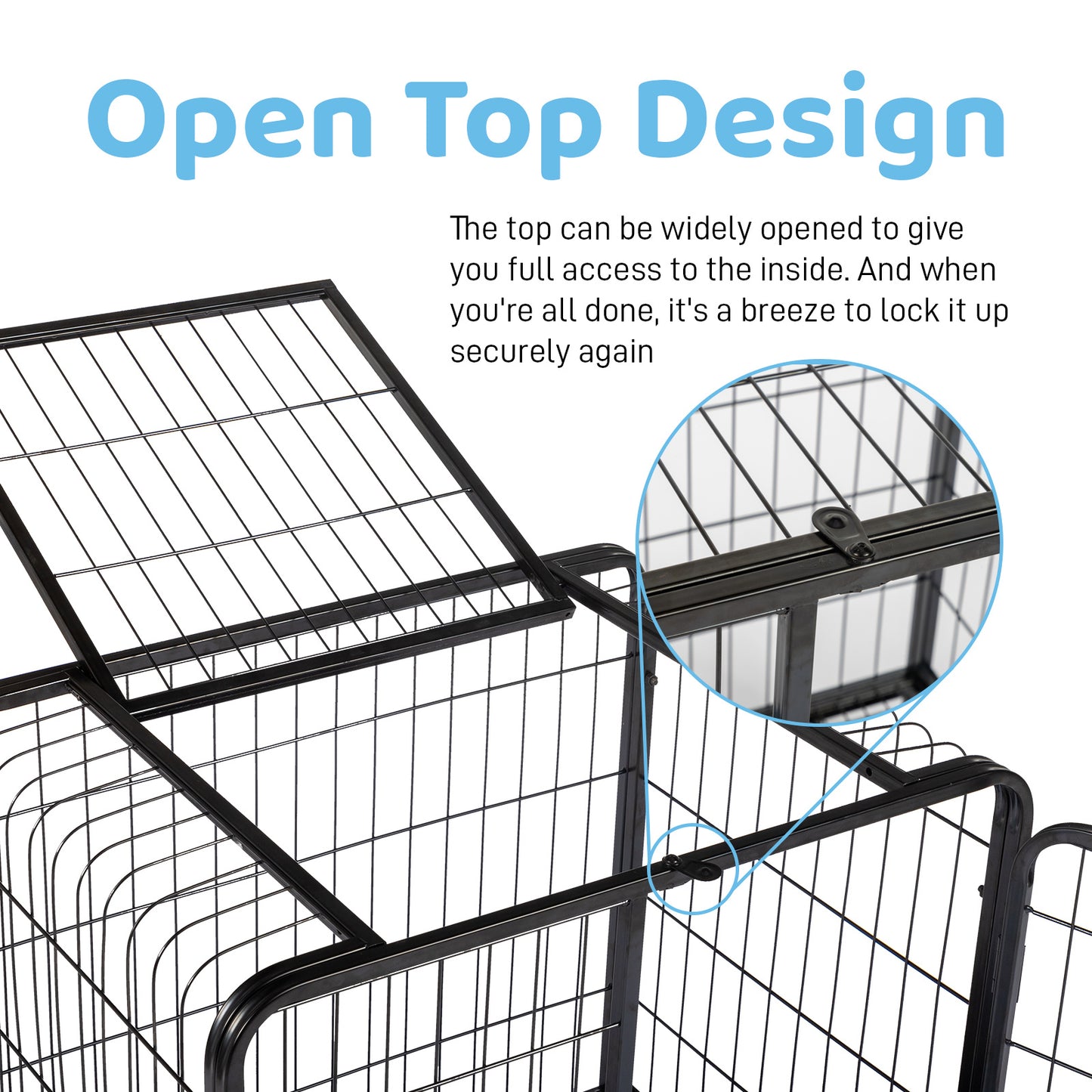 26 Inches Durable Cat Cage With Thickened Wire Cat Fence Interior With Double Doors, Lockable Wheels And Slide-Out Tray, Black