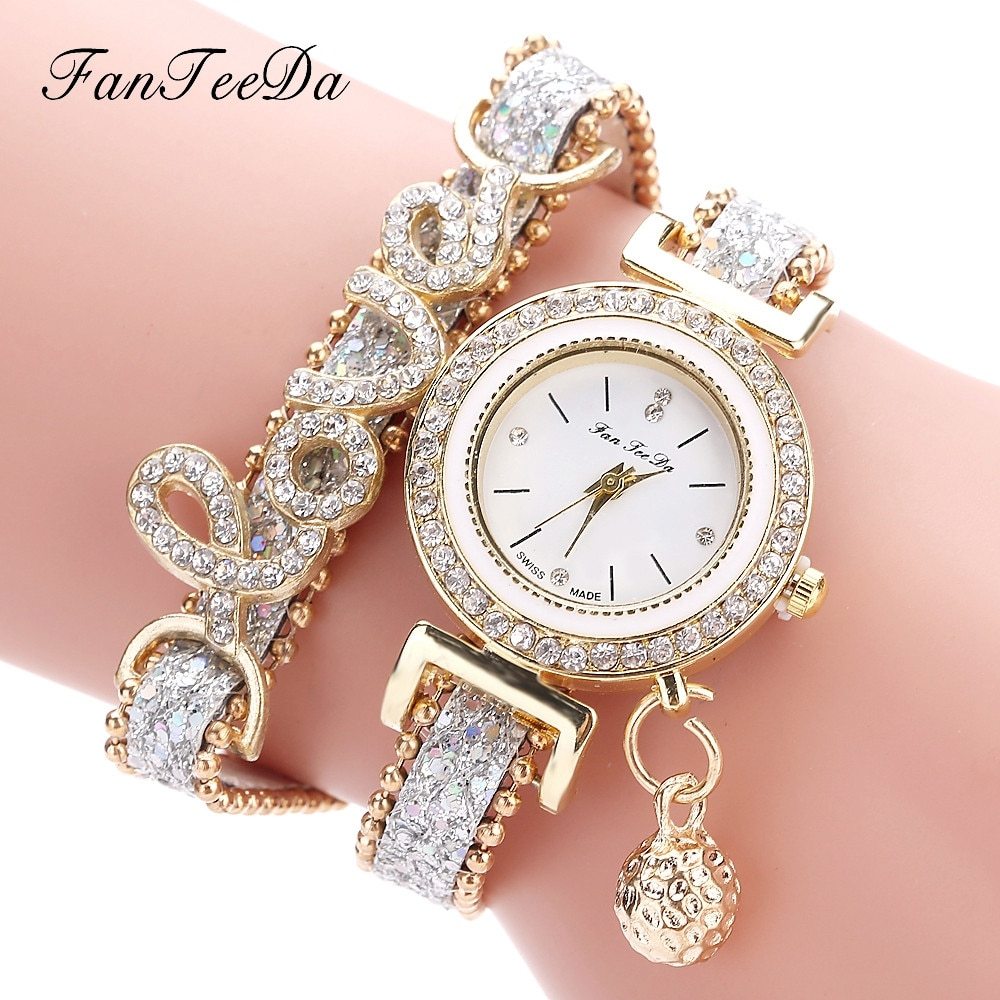 FanTeeDa Brand - Rhinestones Clock Womens Fashion Dress Wristwatch Relogio Feminino Gift | Ladies Bracelet Watches - Essential Loved