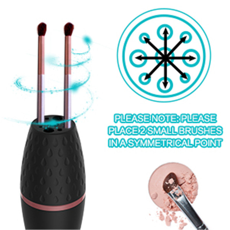 Black electric makeup brush cleaner with charging power source and ABS body.