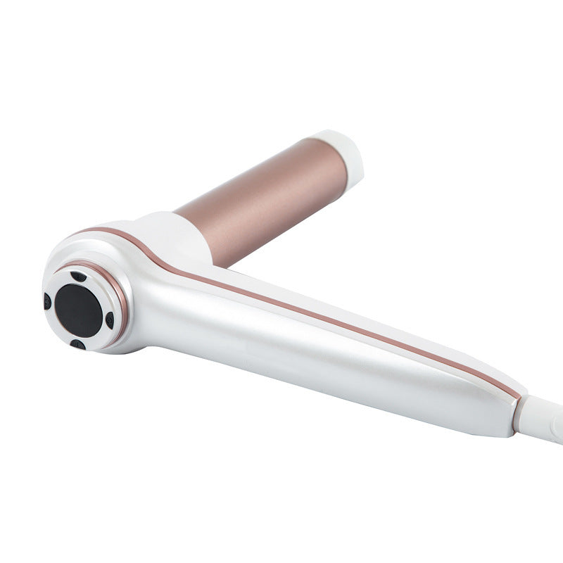 Amazon hot-selling hair curler with right angle design, ceramic heating tube, and LCD screen.