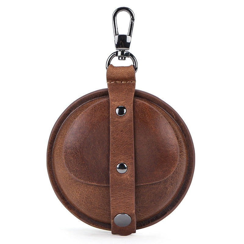 Crazy Horse Leather Round Multifunction Headphones