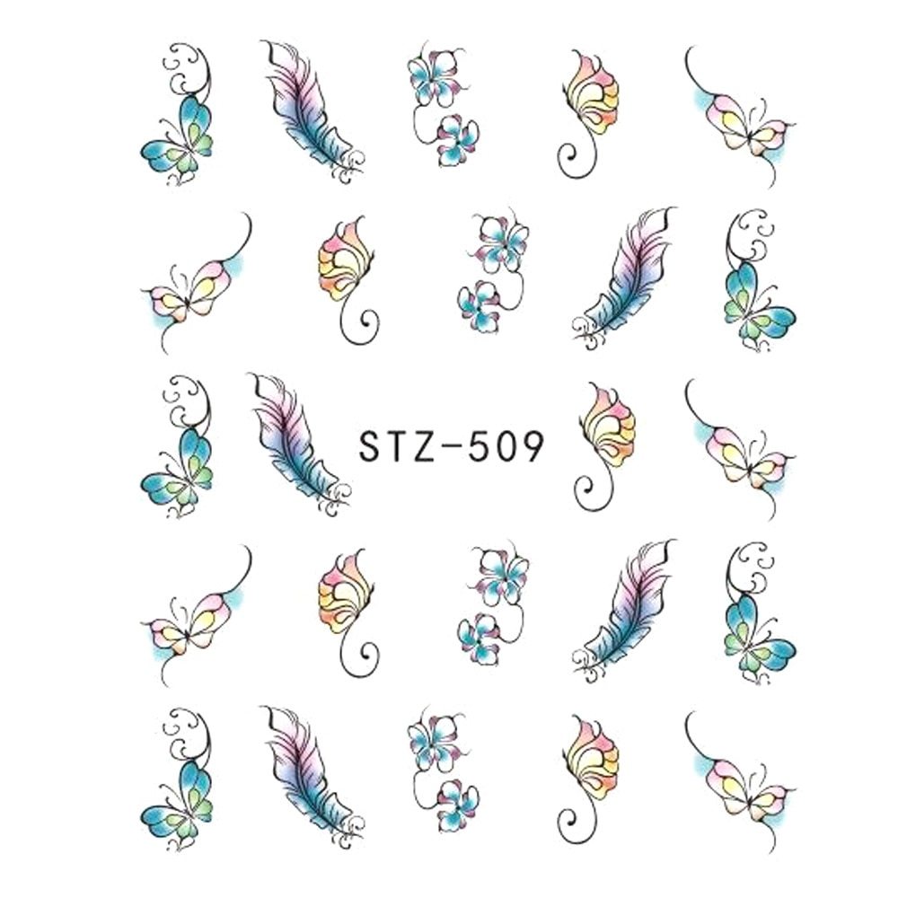 Nail sticker butterfly flower water transfer decals for nail art decoration.