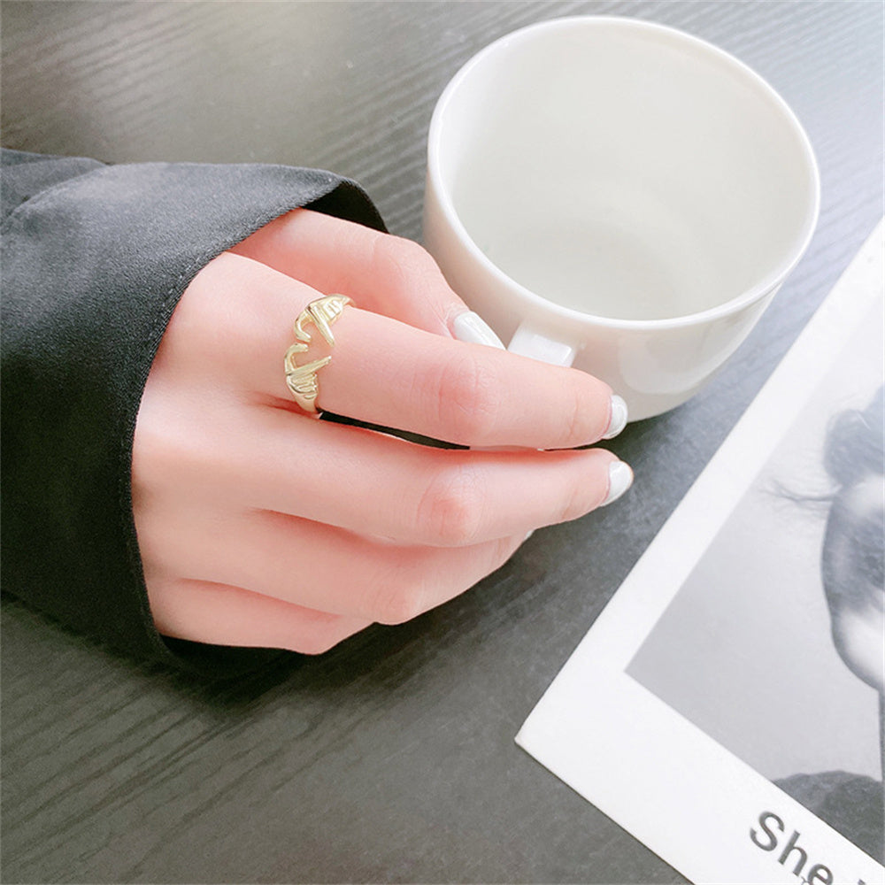 Romantic Fashion Ring For Women Couple Jewelry Silver Color Punk Gesture Wedding Men  Finger Accessories Gifts | Hand Hug Ring - Essential Loved