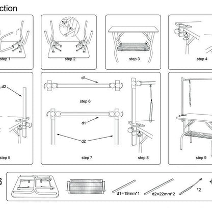 46 Inch Foldable Dog Pet Grooming Table