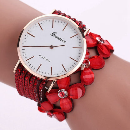 Fashion Geneva Flowers Watches Women Dress Elegant Quartz Bracelet Ladies Watch Crystal Diamond Wrist Watch Gift Reloj Mujer