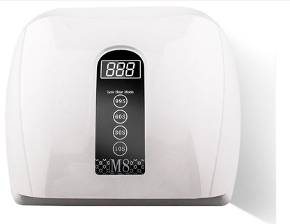 96W nail dryer with LED lamps and timer display for hands and feet use.