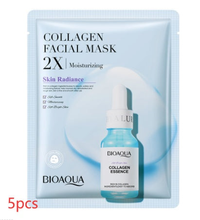 Collagen face mask with hyaluronic acid for moisturizing and firming skin care.