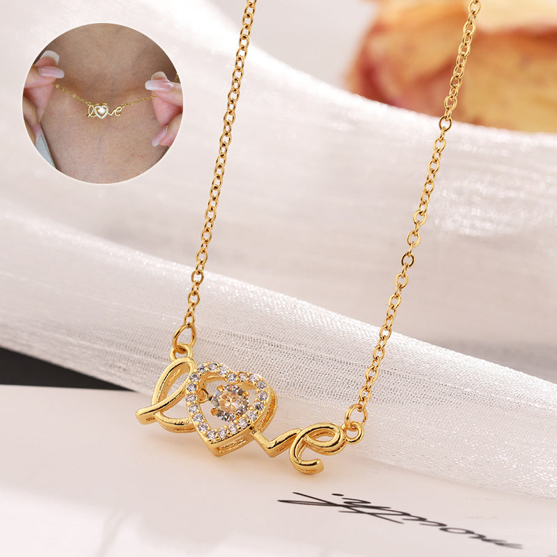 Valentine's Day gift titanium steel necklace with "love" design, stylish Women's clavicle chain.