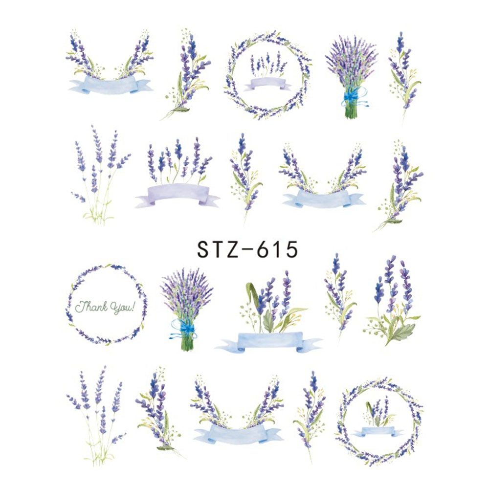 Nail sticker butterfly and flower water transfer decal for art decoration.