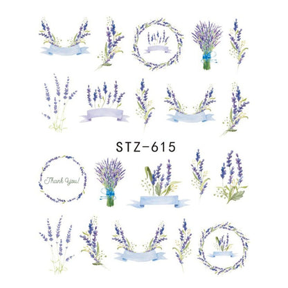 Nail sticker butterfly and flower water transfer decal for art decoration.