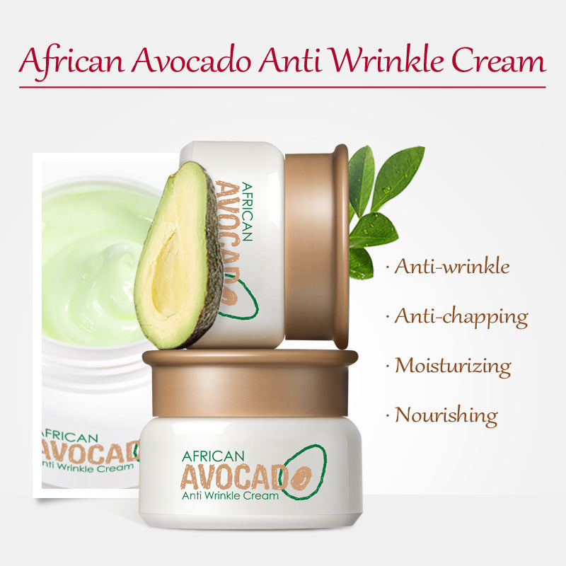 Avocado antifreeze cream jar, anti-wrinkle and moisturizing benefits.