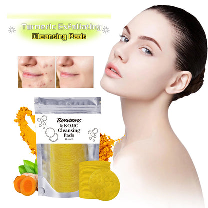 Compressed Facial Sponges Skin Care Tools For Face Clogged Pores Excess Oil Cleansing  | Turmeric Kojic Acid Exfoliating Cleansing Pads - Essential Loved