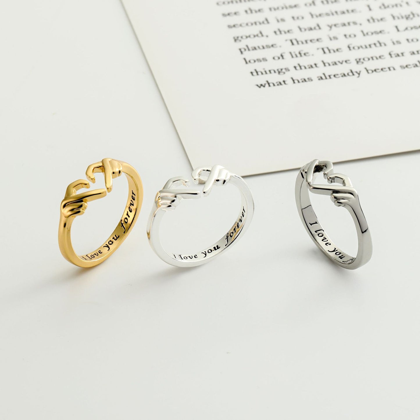 Romantic Fashion Ring For Women Couple Jewelry Silver Color Punk Gesture Wedding Men  Finger Accessories Gifts | Hand Hug Ring - Essential Loved