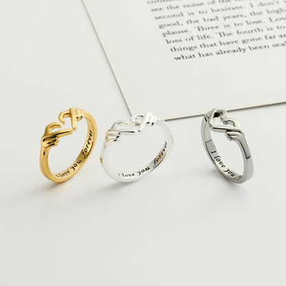 Romantic Fashion Ring For Women Couple Jewelry Silver Color Punk Gesture Wedding Men  Finger Accessories Gifts | Hand Hug Ring - Essential Loved