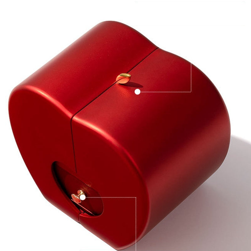 Red apple-shaped fashion jewelry box for gifts with hidden drawer.