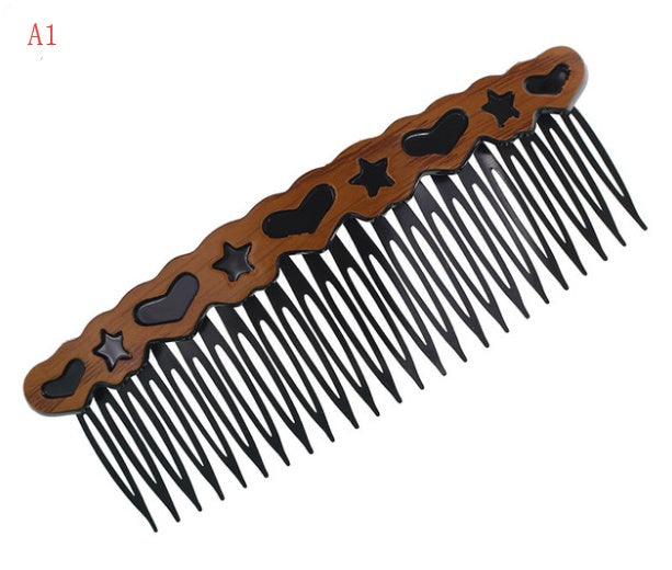 Fashion retro hair comb with heart and star design, made of plastic and resin, Korean style.